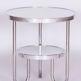 Restored Bauhaus Small White Table, Kovona, Chrome, Czechia, 1930s
