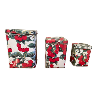 Vintage metal boxes cherry pattern