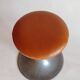 Tabouret pied tulipe à vis,  aluminium et cuir