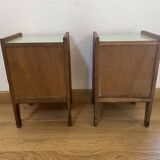 Pair of solid oak bedside tables from the 1950s.