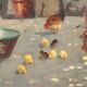Old painting "The Porch" oil on canvas signed G. Esposito XX Century