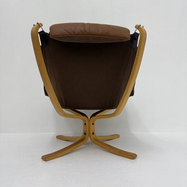 Fauteuil en cuir Falcon par Sigurd Ressel pour Vatne Møbler, années 1970.