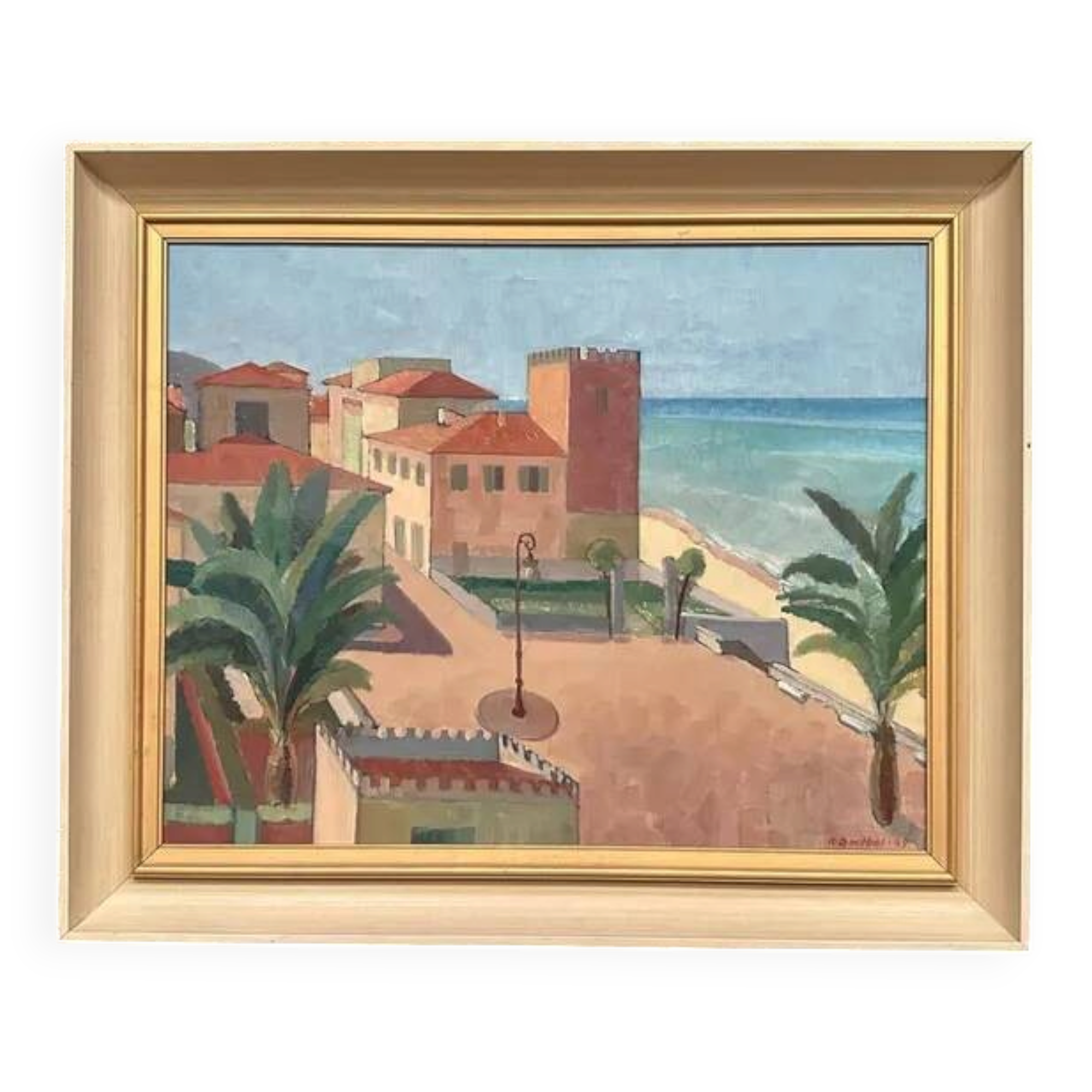 Original Swedish Oil on Canvas – “Motif from Italy” by K. Berthel – Signed – Dated 1949 – Vintage & Framed – 73 × 61 cm (28.7" × 24")