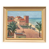Huile sur toile originale suédoise – « Motif d'Italie » par K. Berthel – Signée – Datée 1949 – Vintage et encadrée – 73 × 61 cm (28,7" × 24")