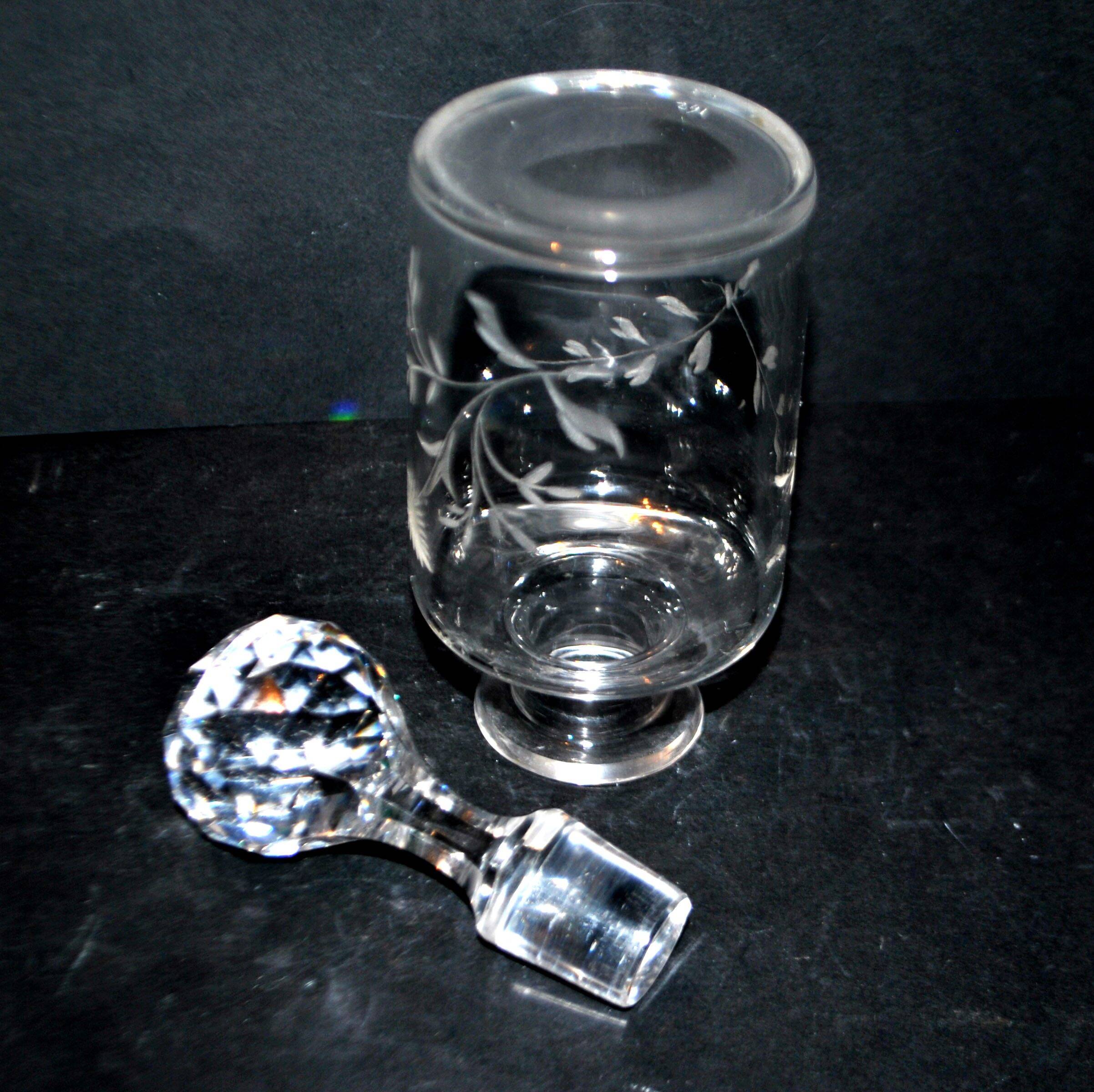 Antique Saint-Louis floral engraved crystal bottle carafe H17cm