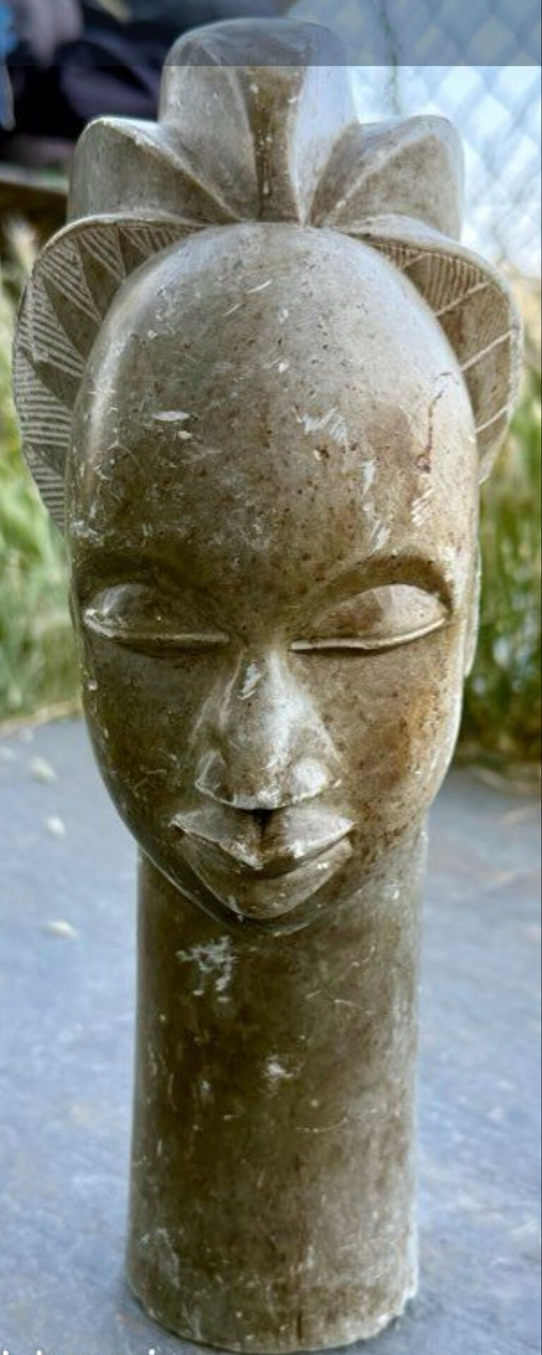 Large african sculpture in steatite stone signed lewanga – art