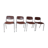 Lot of 4 vintage brown chairs
