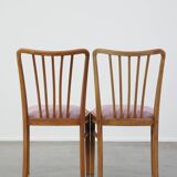 Set of 4 vintage Danish design dining chairs from the 1970s with light purple fabric seats