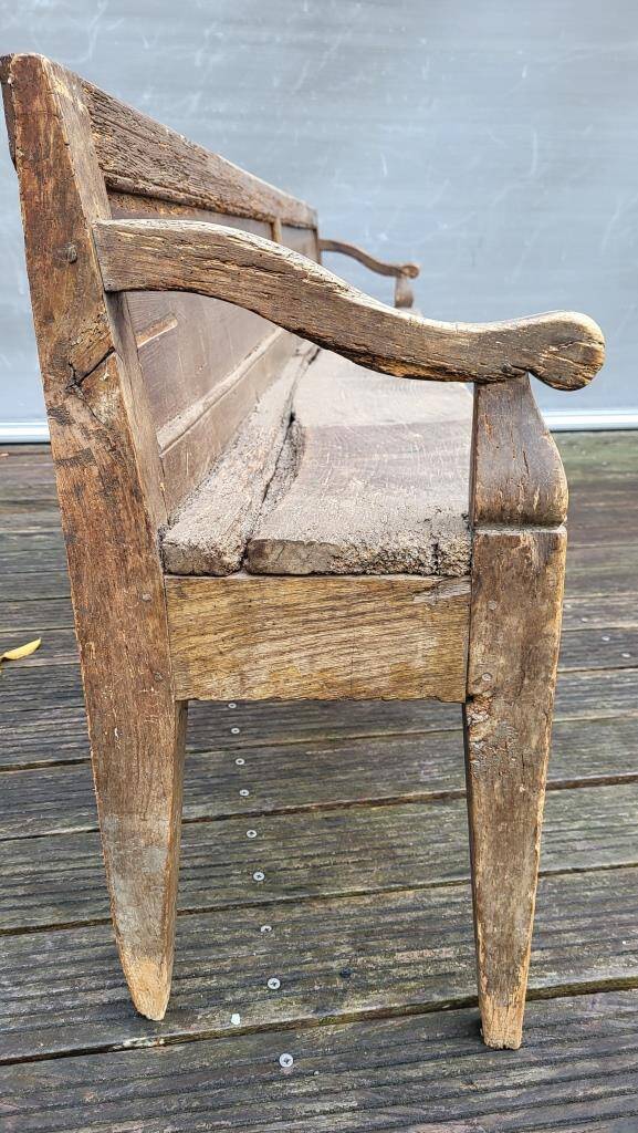 19th-century church pew, 245 cm long