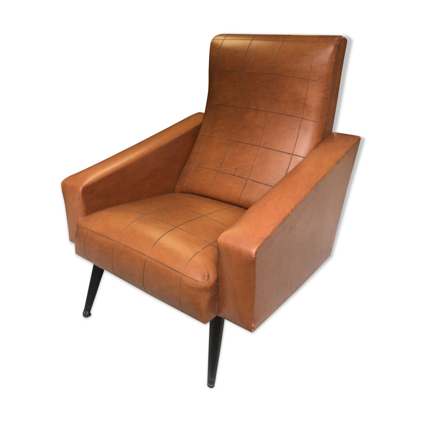 Brown skai armchair