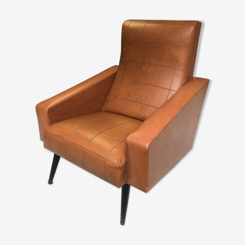 Brown skai armchair