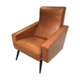 Fauteuil en skai marron