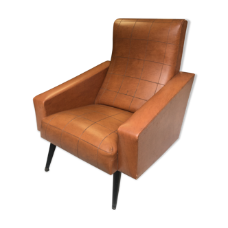Fauteuil en skai marron