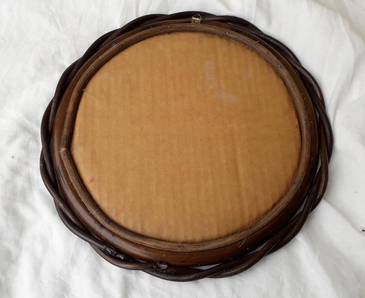 Wood and rattan mirror