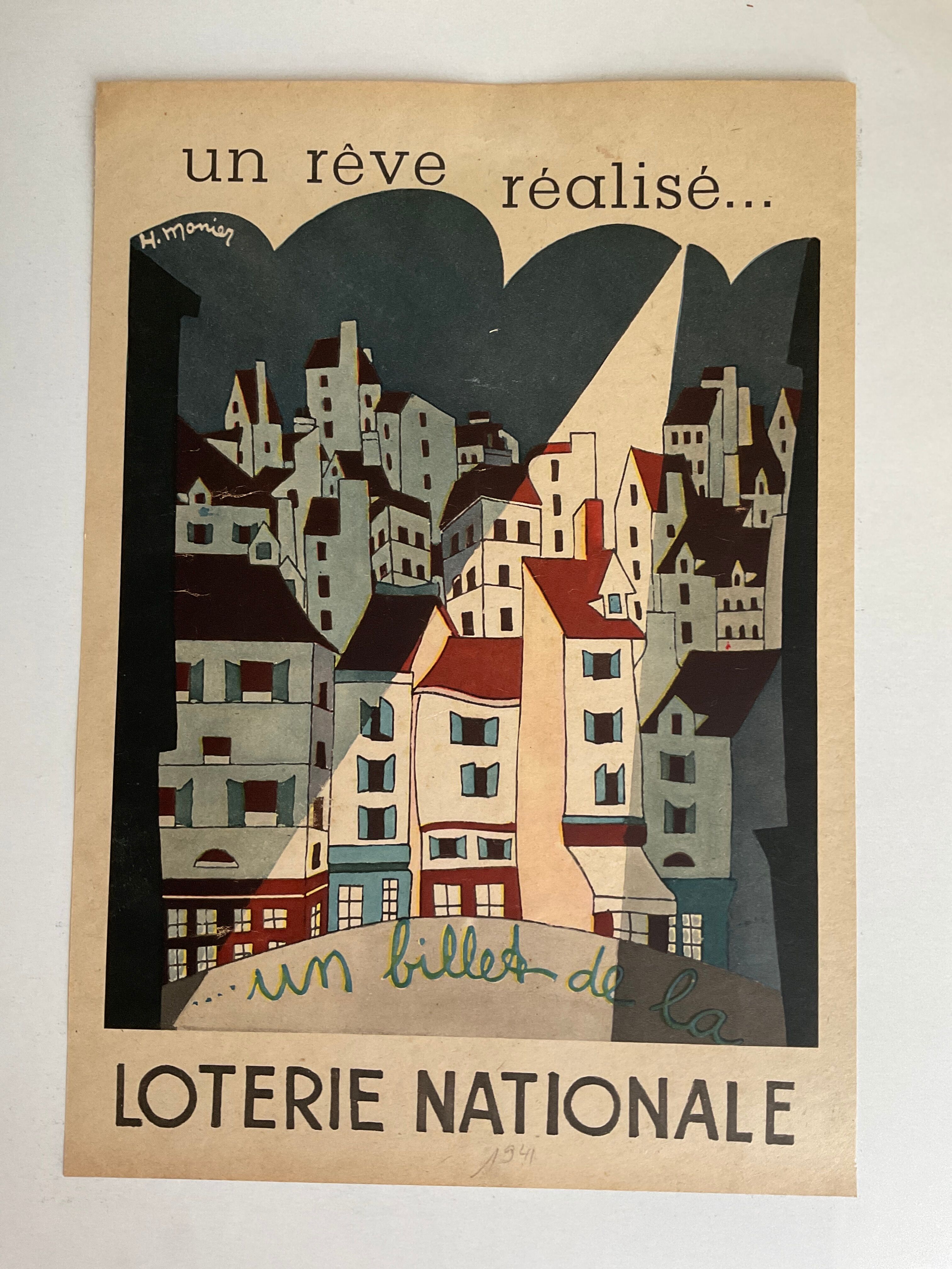 Vintage poster, a national lottery ticket, dated 1941