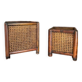 Caches-pots vintage en bois et cannage