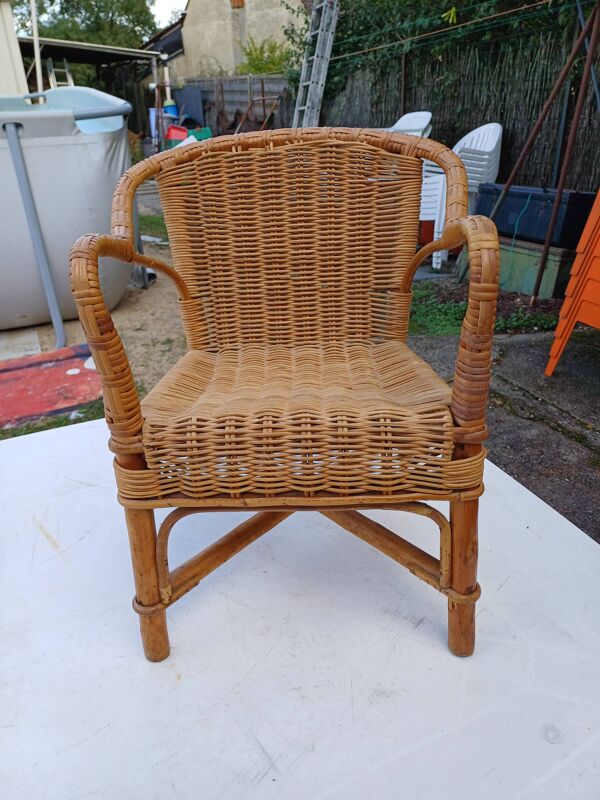Fauteuil enfant Bambou Rotin Vintage
