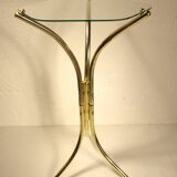 Tripod stand in gold metal and glass