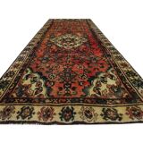 Tapis d'escalier en laine à motif floral rouille, tapis à médaillon central noué à la main 94x240