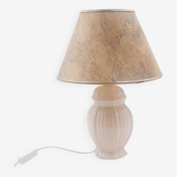 Lampe rose abat jour marbré années 80