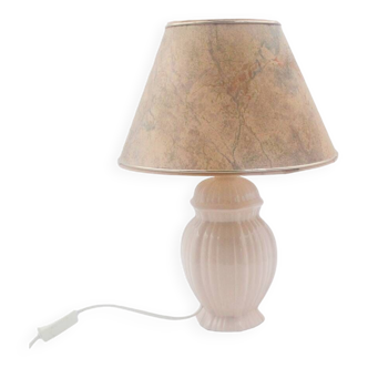 Lampe rose abat jour marbré années 80