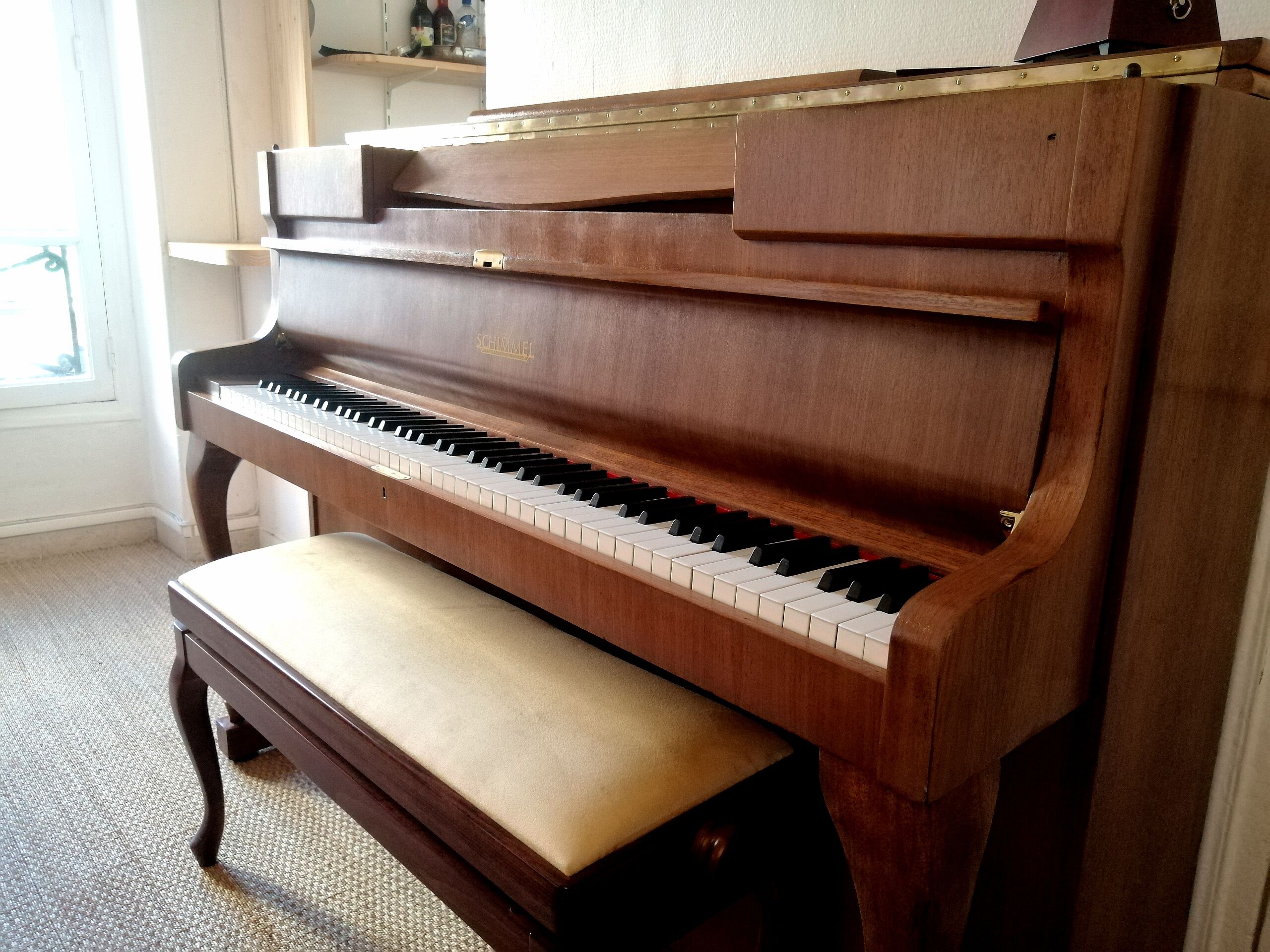 Schimmel piano with lamp 1968 braunschweig