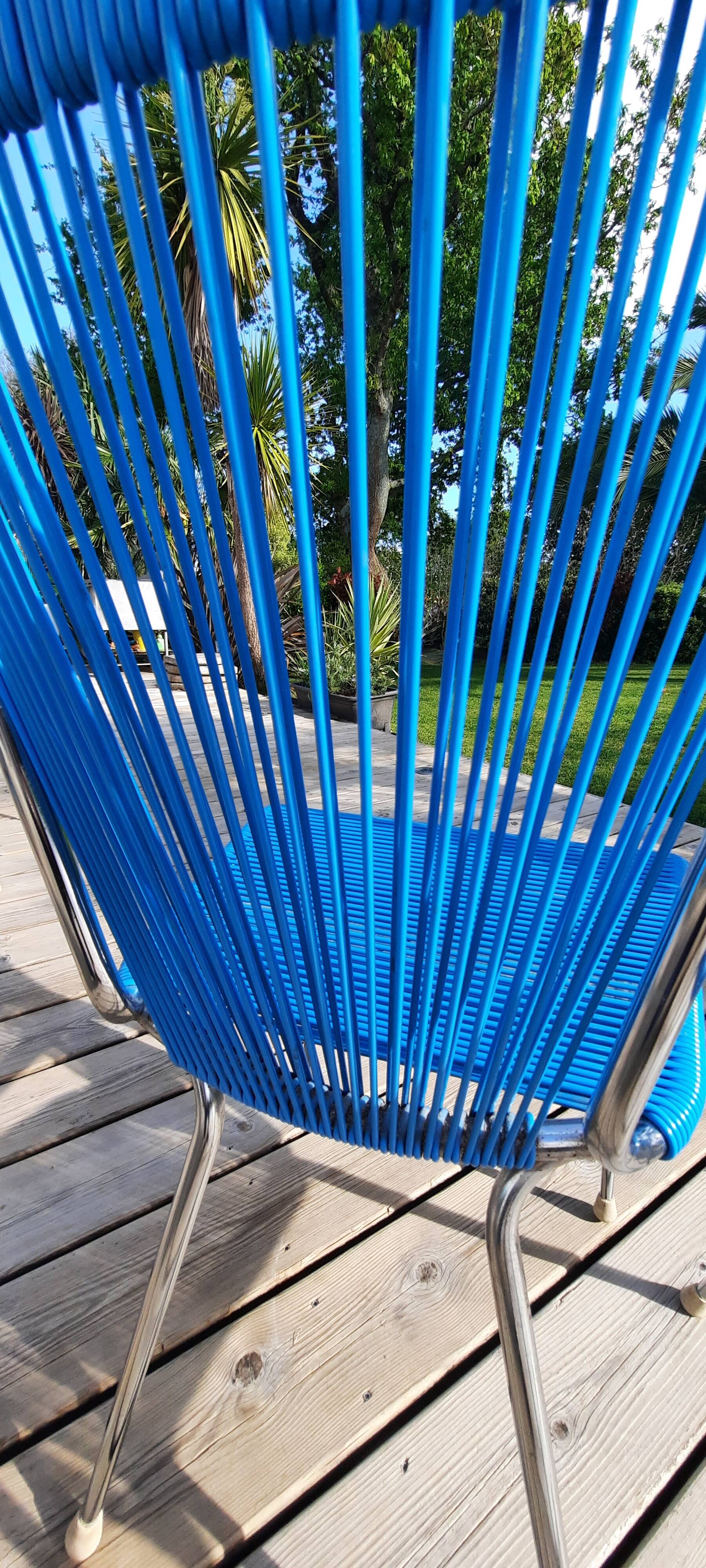 Lot de 4 chaises scoubidou années 60