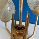 1950s gold pendant light with 4 egg globes