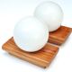 Pair of wood sconces and opaque white glass, 70s