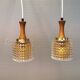 Hanging lamps from Swedish Orrefors 1970s in crystal glass