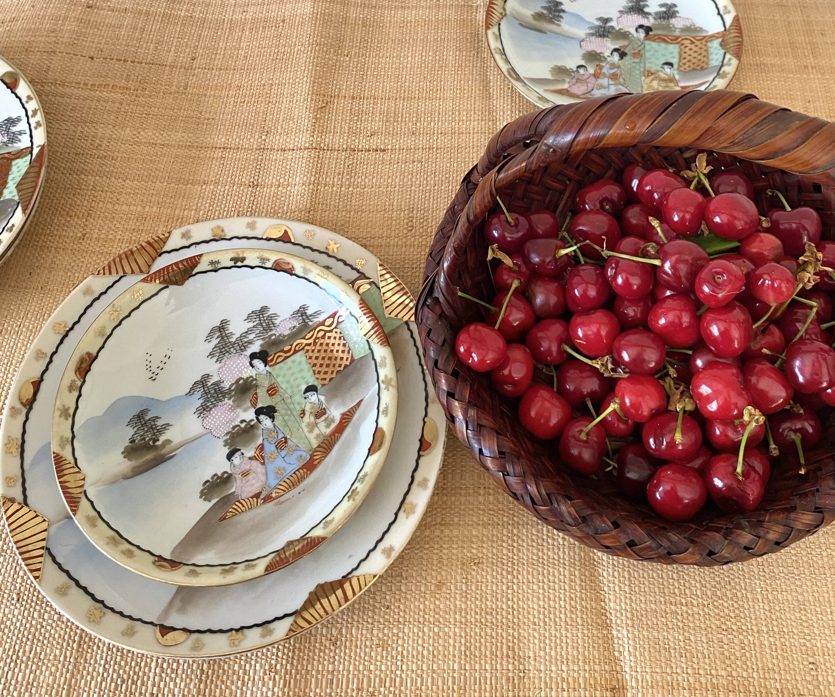 Japanese Ikebana basket, woven bamboo, 1960