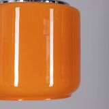 Vintage 1970s chandelier in metal and orange glass, italian design