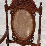 Set of 6 medallion armchairs in turned and carved wood from the late 19th century