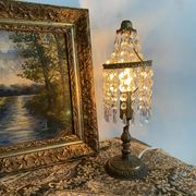 Lamp with pendants and gilded brass, H 30 cm
