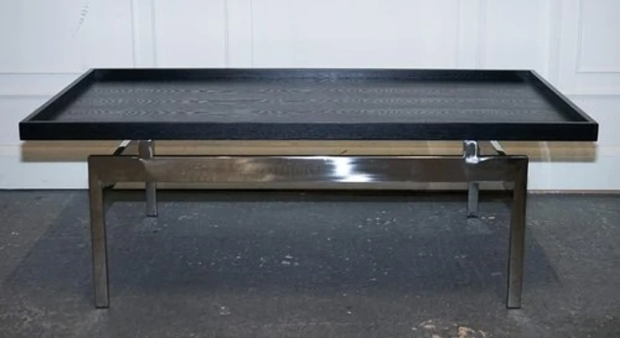 Black Art Deco Coffee Table with Stainless Steel by Casa Padrino