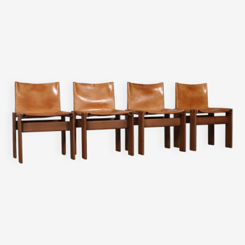 Set Of 4 Afra And Tobia Scarpa Monk Chairs For Molteni Italy 1974