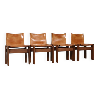 Set Of 4 Afra And Tobia Scarpa Monk Chairs For Molteni Italy 1974