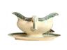 Green and beige iron earth gravy boat