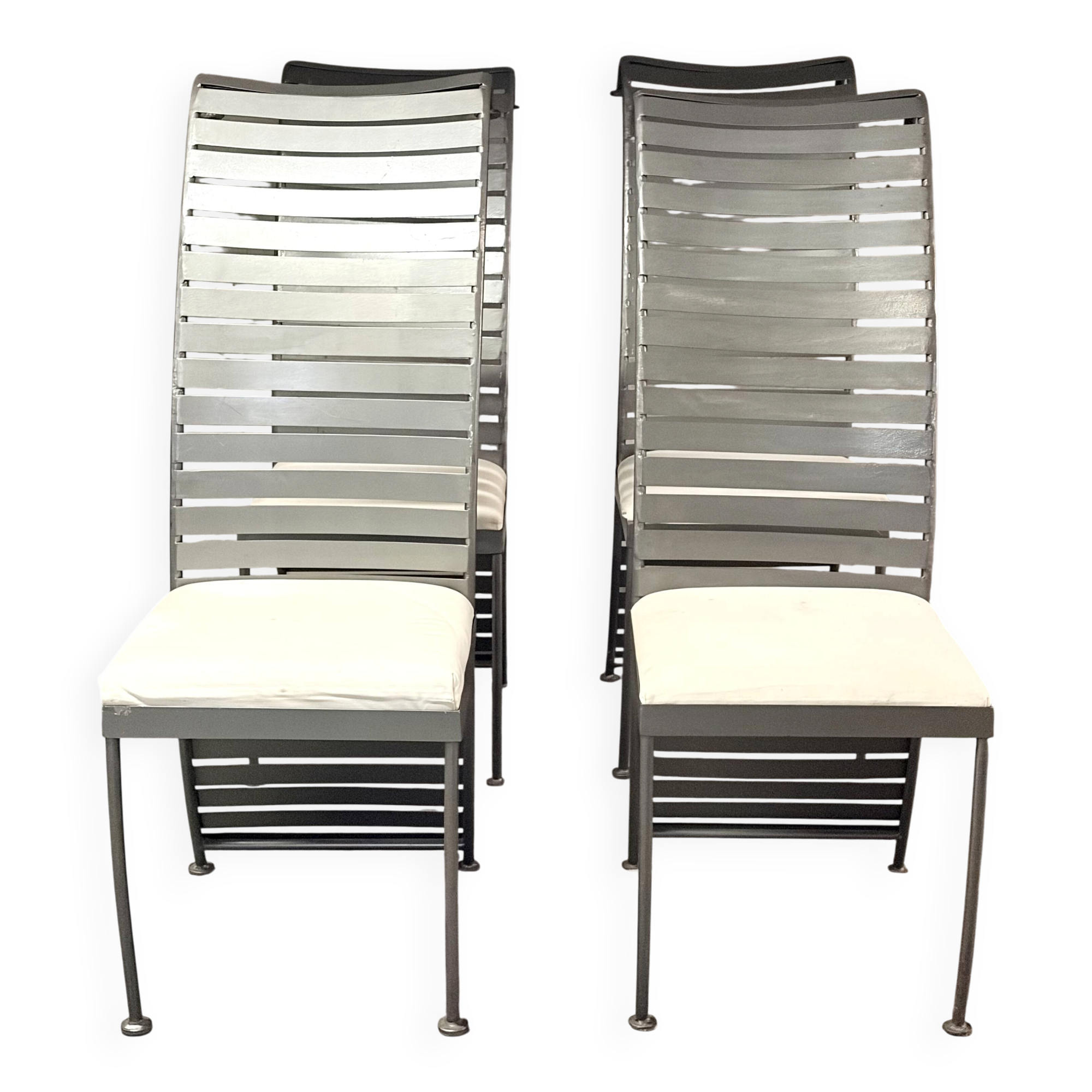 Ensemble de 4 chaises en acier, 1980