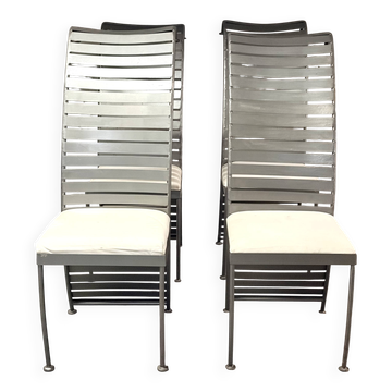 Set of 4 steel chairs, created in 1980.