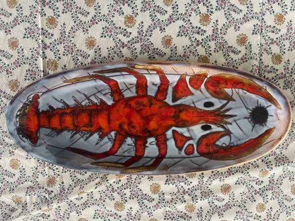 Plat céramique polychrome de Kurt et Monique Brunner pou