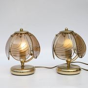 Pair of mushroom lamps smoked glass Years 40