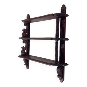 Old Carved Oak Wall Shelf in Neo-Renaissance Style