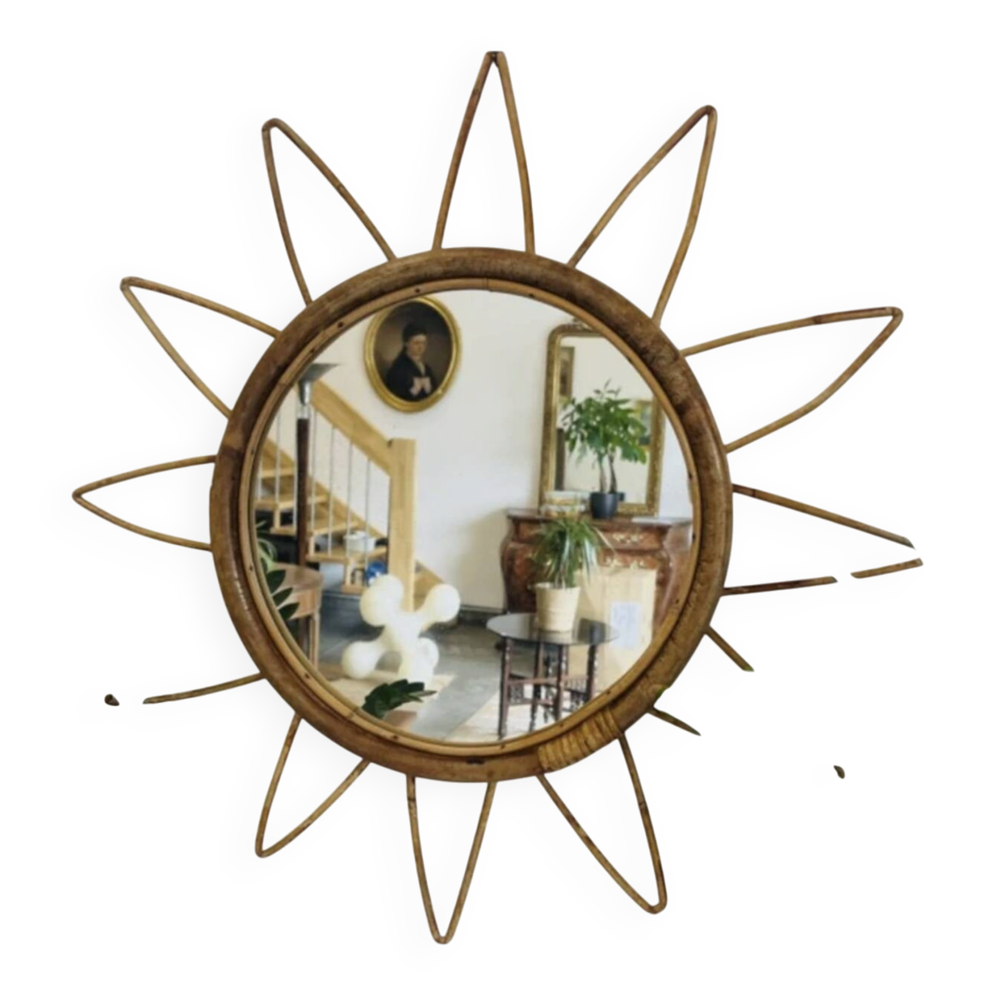 Rattan sun mirror, 1960s