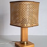 Lampe de chevet rotin et bois
