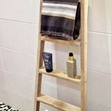 Vintage pine towel rack shelf ladder