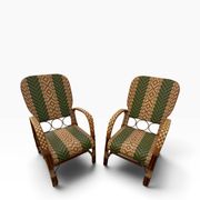Fauteuils en rotin éclissé style Audoux Minet des années 50 F