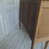 Console, shallow sideboard in waxed finish oak, 2 glass doors, 1 shelf.
