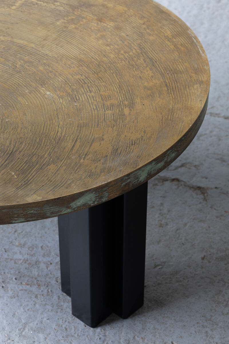 Coffee table in etched brass by Christian Krekels, Belgium, 1990