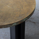 Table basse en laiton gravé par Christian Krekels, Belgique, 1990